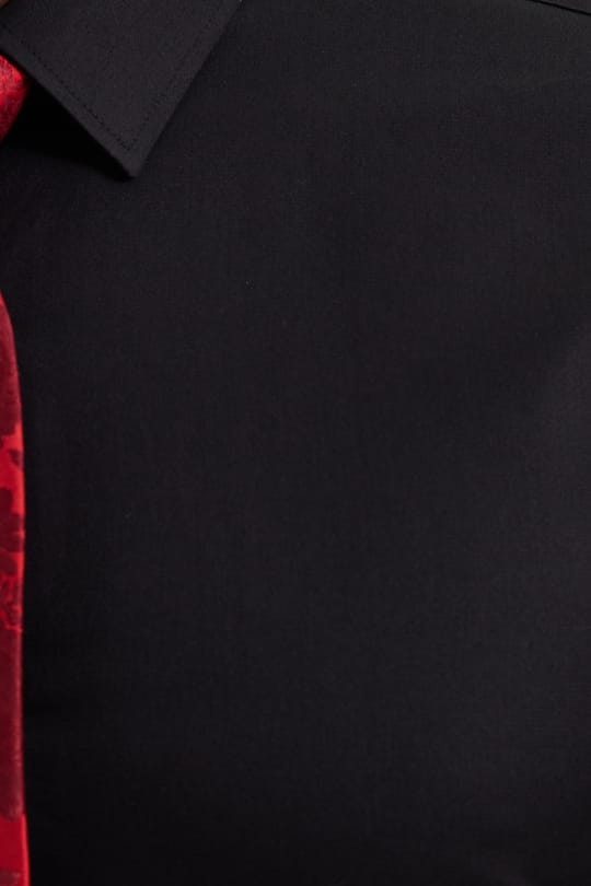 Erkek Slim Fit Non-Iron Pamuklu Ütü Gerektirmez Siyah Gömlek