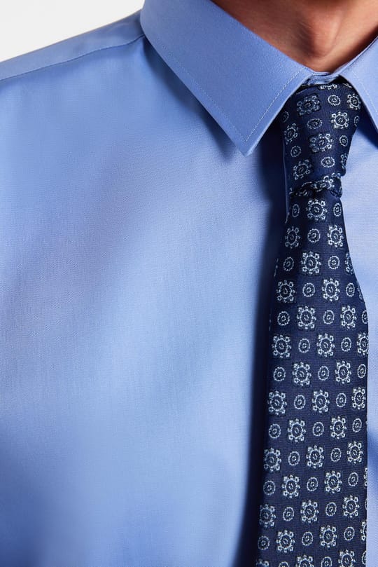 Erkek Slim Fit Non-Iron Pamuklu Ütü Gerektirmez Mavi Gömlek
