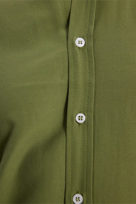 Erkek Slim Fit Dar Kesim Düz Oxford Armalı Düğmeli Yaka Yeşil Spor Gömlek