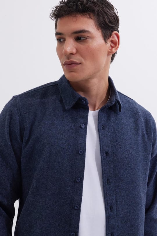 Erkek Slim Fit Dar Kesim Uzun Kollu Düz Kışlık Oduncu Gömlek