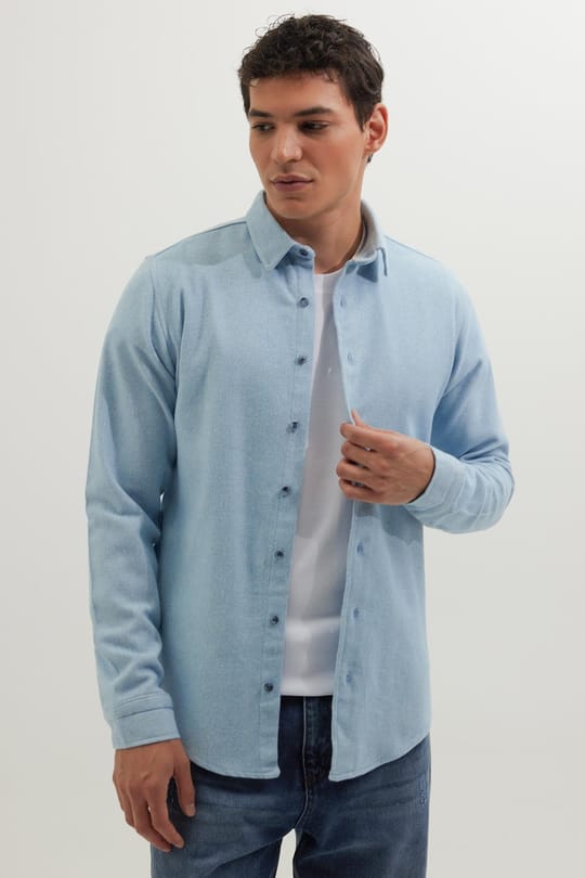 Erkek Slim Fit Dar Kesim Uzun Kollu Düz Kışlık Oduncu Gömlek