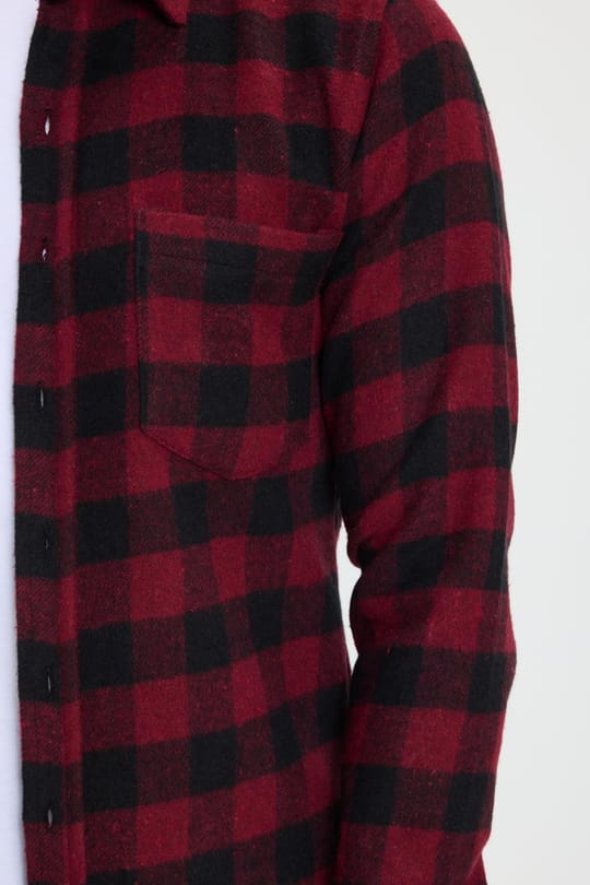 Erkek Slim Fit Dar Kesim Uzun Kollu Cepli Kareli Dama Desenli Kışlık Oduncu Gömlek