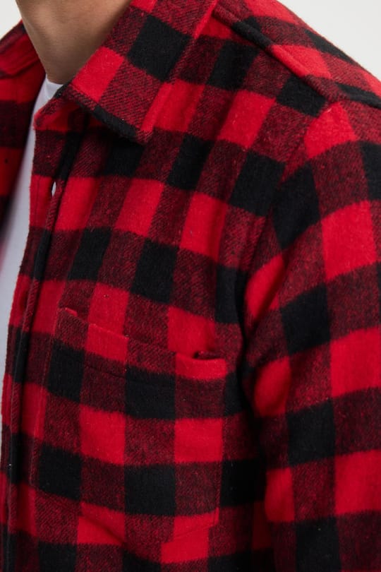 Erkek Slim Fit Dar Kesim Uzun Kollu Cepli Kareli Dama Desenli Kışlık Oduncu Gömlek