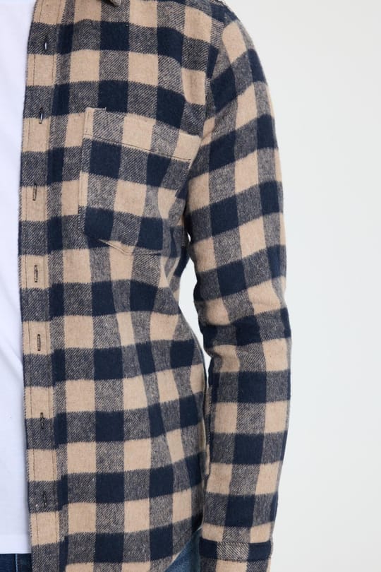 Erkek Slim Fit Dar Kesim Uzun Kollu Cepli Kareli Dama Desenli Kışlık Oduncu Gömlek