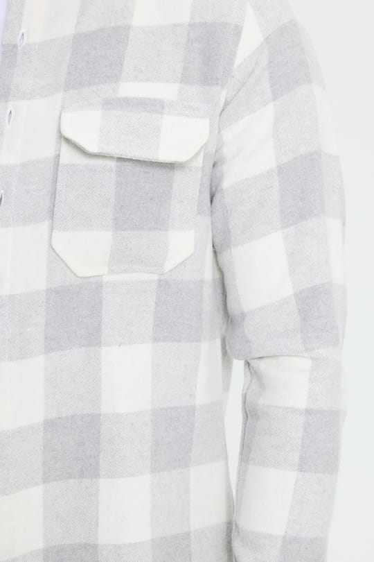 Erkek Slim Fit Dar Kesim Uzun Kollu Kapaklı Çift Cepli Kareli Kışlık Oduncu Gömlek