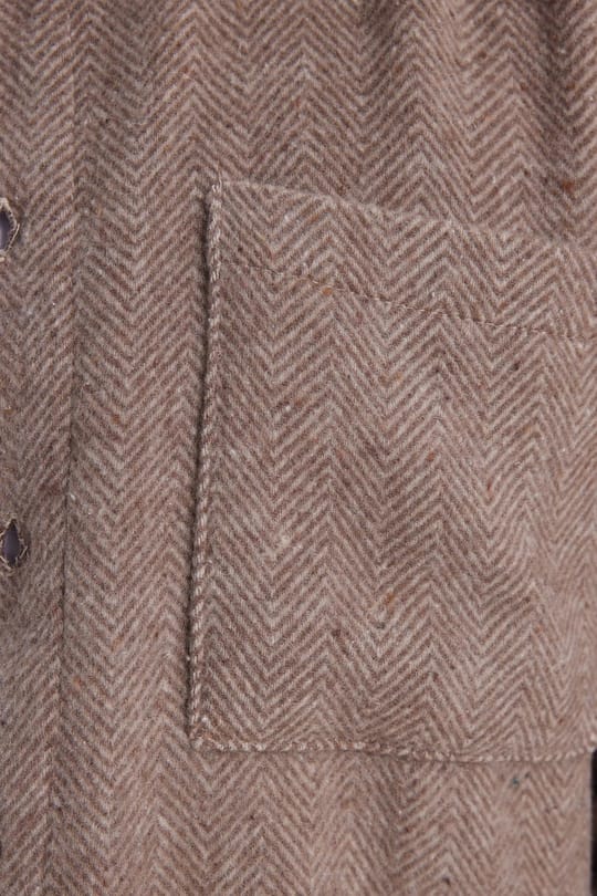 Erkek Slim Fit Dar Kesim  Armürlü Oduncu Cepli Spor Yaka Kahverengi Gömlek