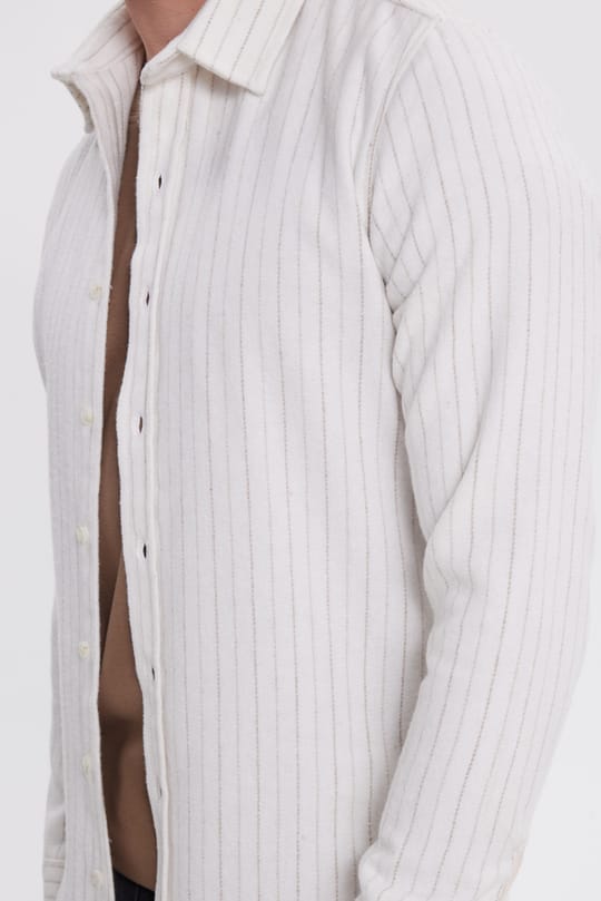 Erkek Slim Fit Dar Kesim Yaka Düğmeli Çizgili Oduncu Gömlek