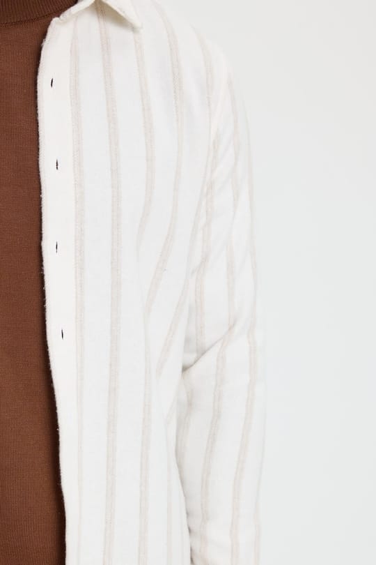 Erkek Slim Fit Dar Kesim Yaka Düğmeli Çizgili Oduncu Gömlek