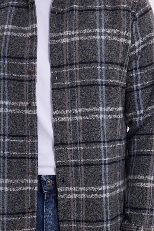 Erkek Slim Fit Dar Kesim Kareli Kışlık Oduncu Gömlek