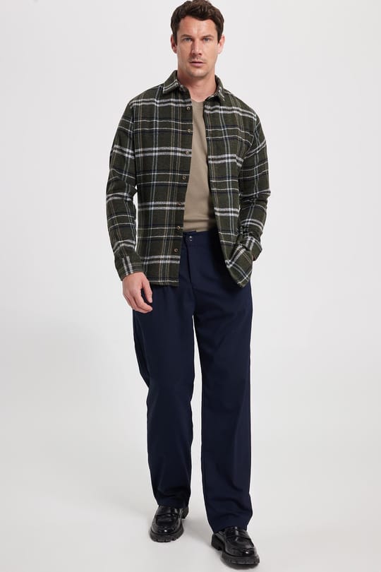 Erkek Slim Fit Dar Kesim Kareli Kışlık Oduncu Gömlek