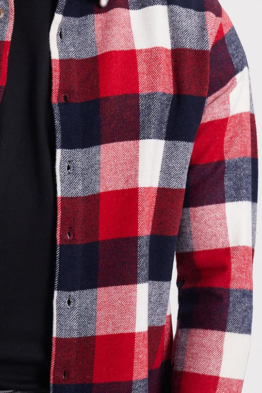 Erkek Slim Fit Dar Kesim Kareli Kışlık Oduncu Gömlek