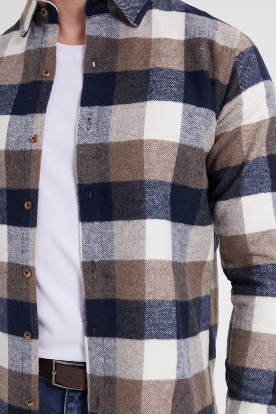 Erkek Slim Fit Dar Kesim Kareli Kışlık Oduncu Gömlek