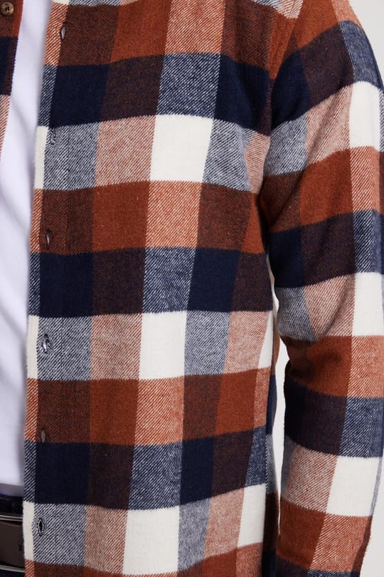 Erkek Slim Fit Dar Kesim Kareli Kışlık Oduncu Gömlek