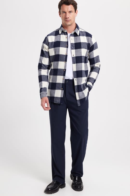 Erkek Slim Fit Dar Kesim Kareli Kışlık Oduncu Gömlek