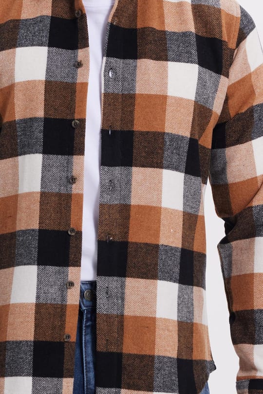 Erkek Slim Fit Dar Kesim Kareli Kışlık Oduncu Gömlek
