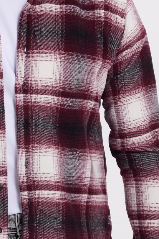 Erkek Slim Fit Dar Kesim Kareli Kışlık Oduncu Gömlek