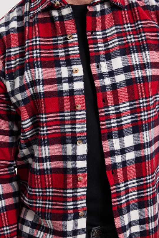 Erkek Slim Fit Dar Kesim Kareli Kışlık Oduncu Gömlek