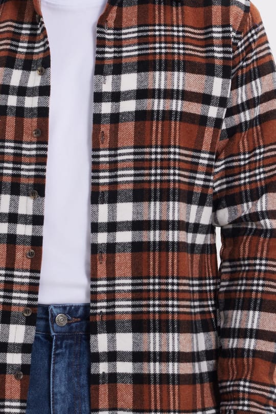 Erkek Slim Fit Dar Kesim Kareli Kışlık Oduncu Gömlek