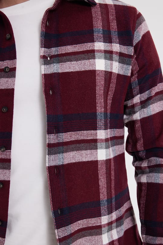 Erkek Slim Fit Dar Kesim Kareli Kışlık Oduncu Gömlek