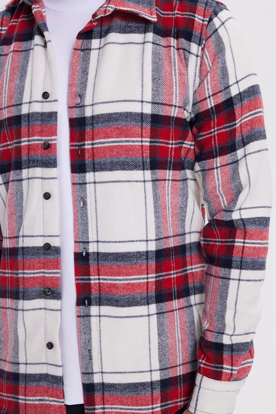 Erkek Slim Fit Dar Kesim Kareli Kışlık Oduncu Gömlek