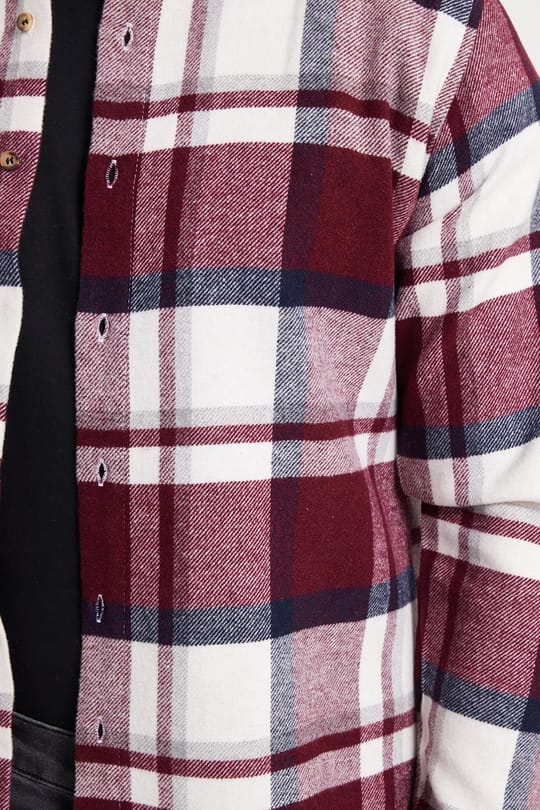 Erkek Slim Fit Dar Kesim Kareli Kışlık Oduncu Gömlek