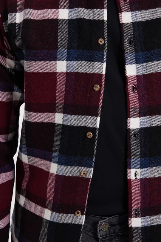 Erkek Slim Fit Dar Kesim Kareli Kışlık Oduncu Gömlek