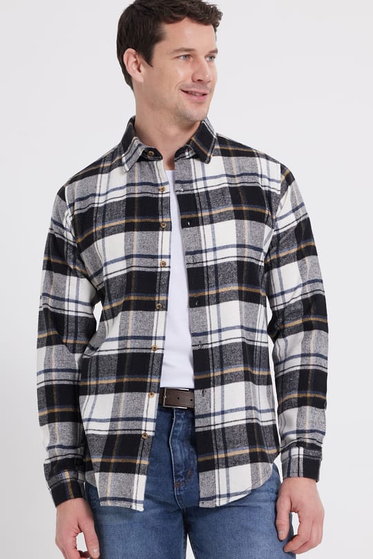 Erkek Slim Fit Dar Kesim Kareli Kışlık Oduncu Gömlek