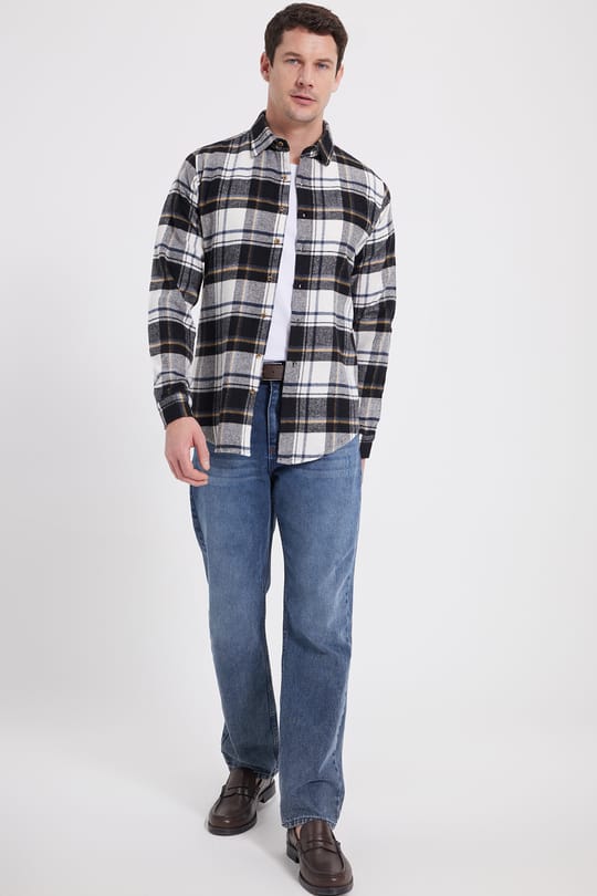 Erkek Slim Fit Dar Kesim Kareli Kışlık Oduncu Gömlek
