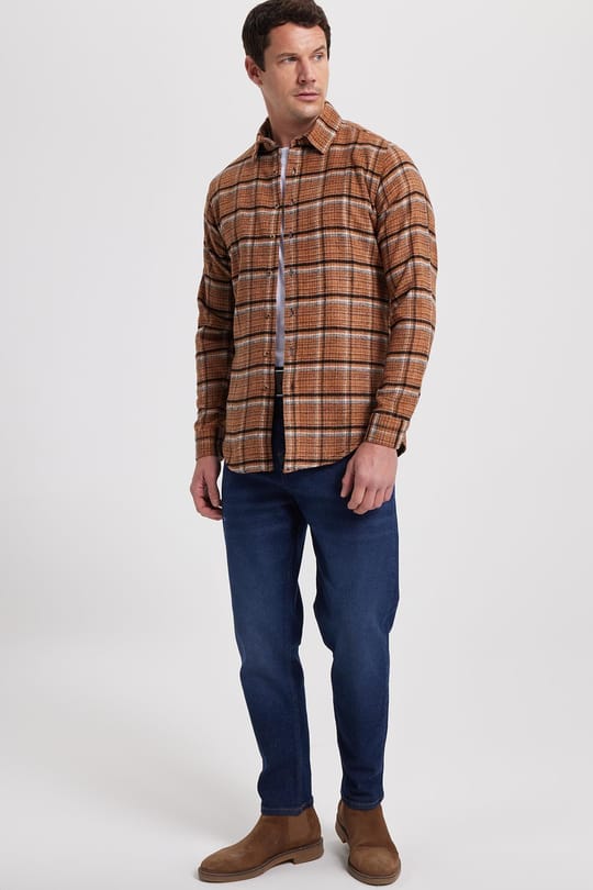 Erkek Slim Fit Dar Kesim Kareli Kışlık Oduncu Gömlek
