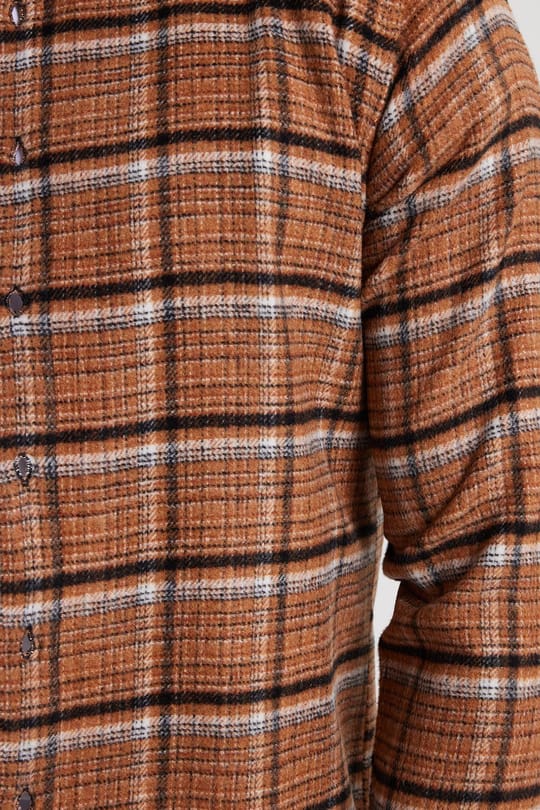 Erkek Slim Fit Dar Kesim Kareli Kışlık Oduncu Gömlek