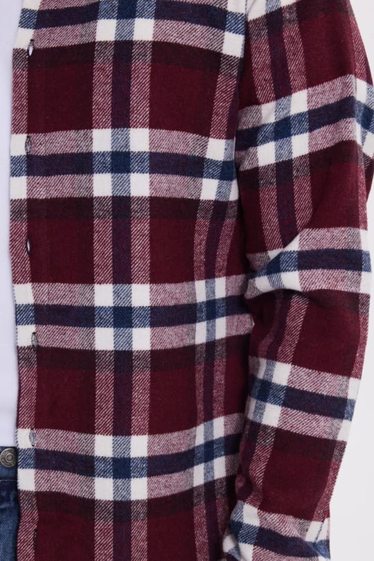 Erkek Slim Fit Dar Kesim Kareli Kışlık Oduncu Gömlek