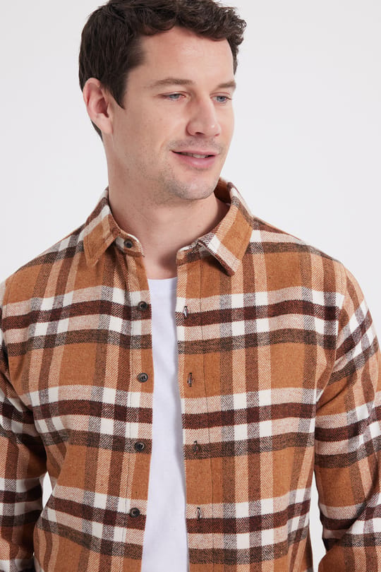 Erkek Slim Fit Dar Kesim Kareli Kışlık Oduncu Gömlek