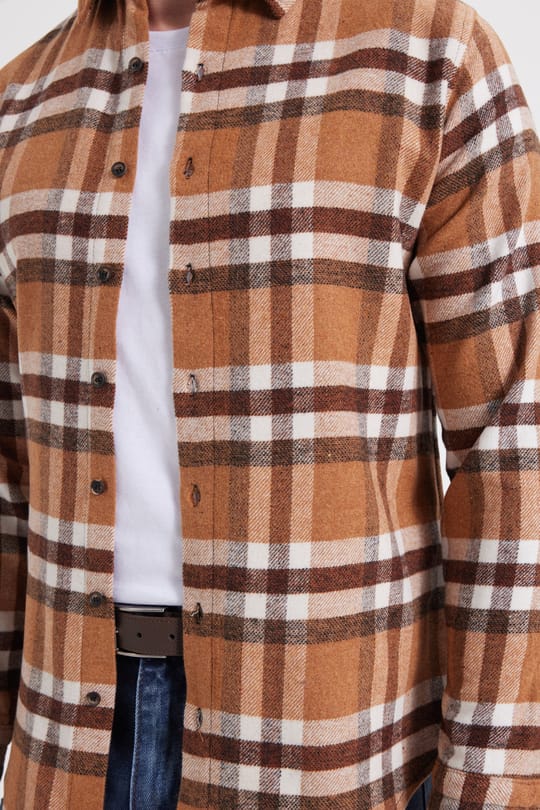 Erkek Slim Fit Dar Kesim Kareli Kışlık Oduncu Gömlek