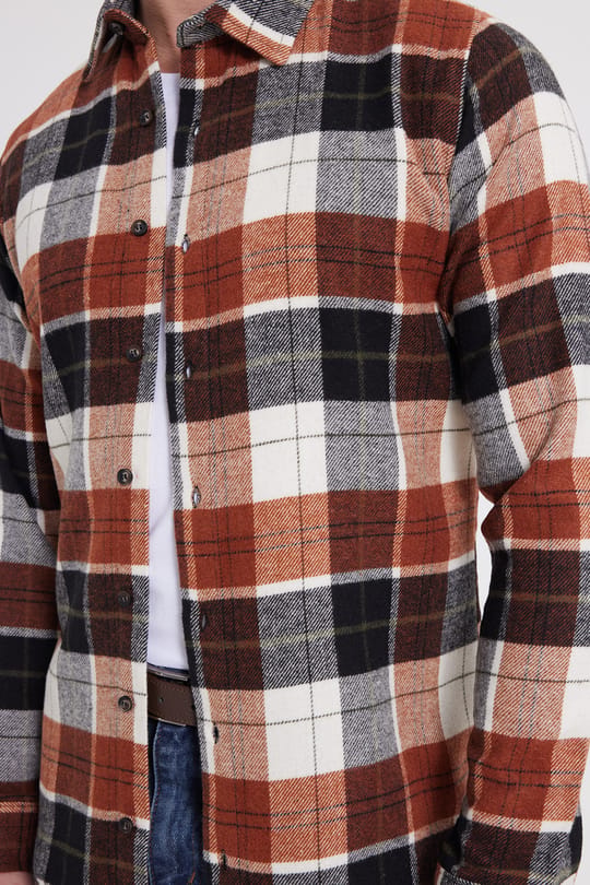 Erkek Slim Fit Dar Kesim Kareli Kışlık Oduncu Gömlek