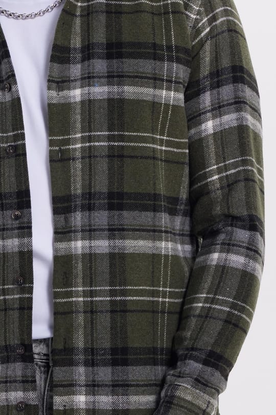 Erkek Slim Fit Dar Kesim Kareli Kışlık Oduncu Gömlek