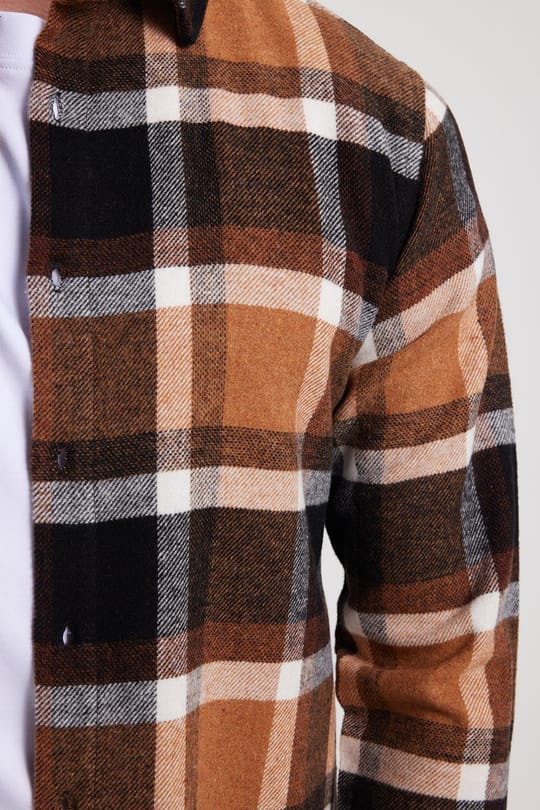 Erkek Slim Fit Dar Kesim Kareli Kışlık Oduncu Gömlek