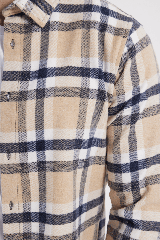Erkek Slim Fit Dar Kesim Kareli Kışlık Oduncu Gömlek