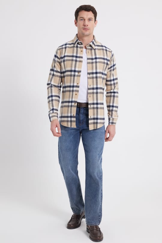 Erkek Slim Fit Dar Kesim Kareli Kışlık Oduncu Gömlek