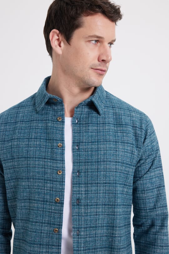 Erkek Slim Fit Dar Kesim Kareli Kışlık Oduncu Gömlek