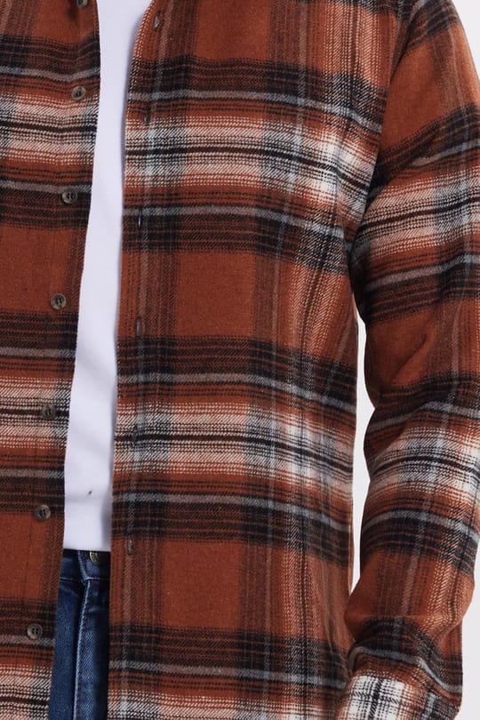 Erkek Slim Fit Dar Kesim Kareli Kışlık Oduncu Gömlek
