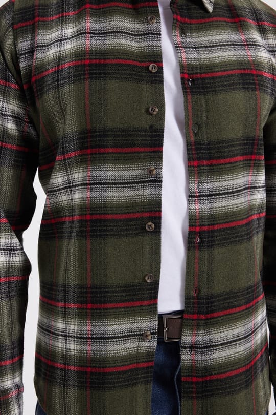 Erkek Slim Fit Dar Kesim Kareli Kışlık Oduncu Gömlek