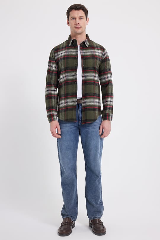 Erkek Slim Fit Dar Kesim Kareli Kışlık Oduncu Gömlek