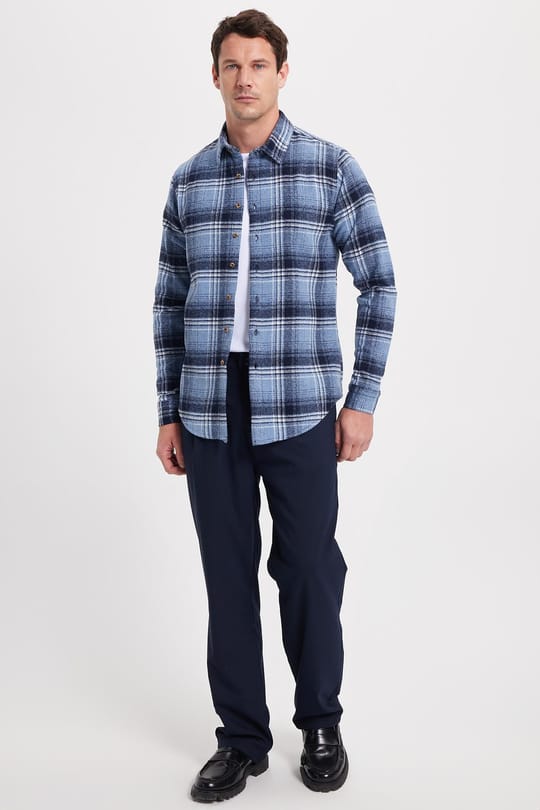 Erkek Slim Fit Dar Kesim Kareli Kışlık Oduncu Gömlek