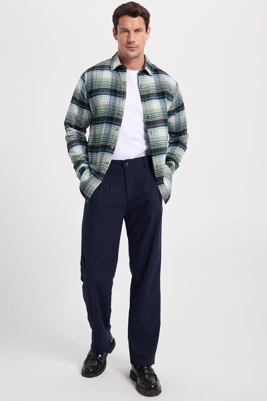 Erkek Slim Fit Dar Kesim Kareli Kışlık Oduncu Gömlek