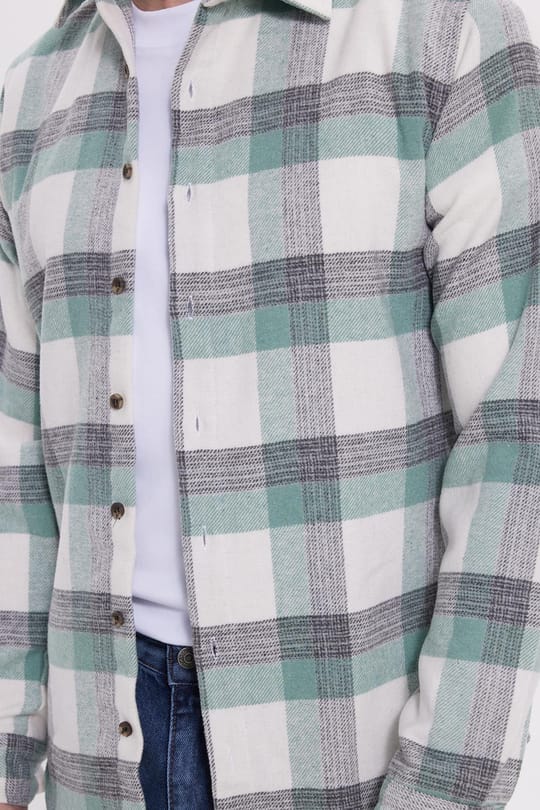 Erkek Slim Fit Dar Kesim Kareli Kışlık Oduncu Gömlek
