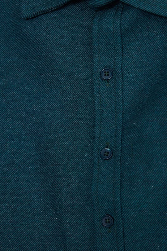 Erkek Slim Fit Dar Kesim Uzun Kollu Dokulu Kışlık Petrol Gömlek