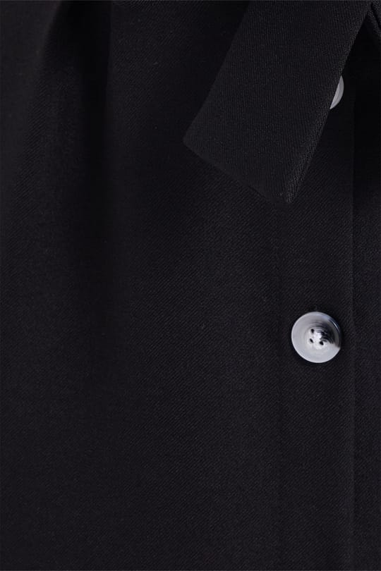 Kadın Slim Fit Dar Kesim Pileli Pamuklu Ön Düğme Kapamalı Kuşaklı Yırtmaçlı Siyah Etek 