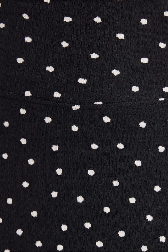 Kadın Slim Fit Dar Kesim Yüksek Bel Puantiyeli Pamuklu Siyah Etek 