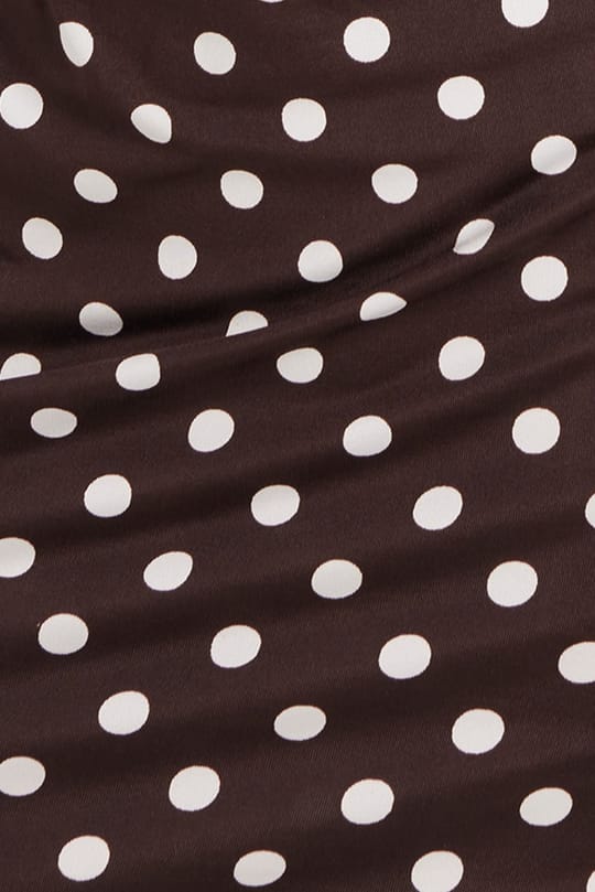 Kadın Slim Fit Dar Kesim Puantiyeli Dantel Detaylı Asimetrik Kahverengi Etek