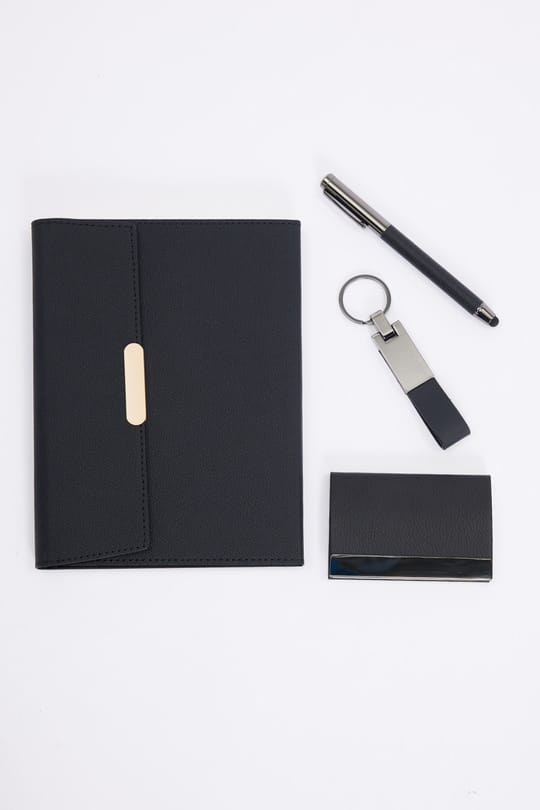 Premium Termo Deri Kapak Defter Derili Touch Pen Kalem Derili Kartlık Derili Metal Anahtarlık Set